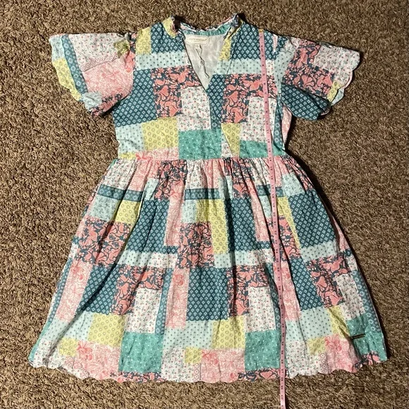 Simply Southern Womens Large Patchwork Floral Midi Dress Preppy Modest Pockets - Picture 9 of 9